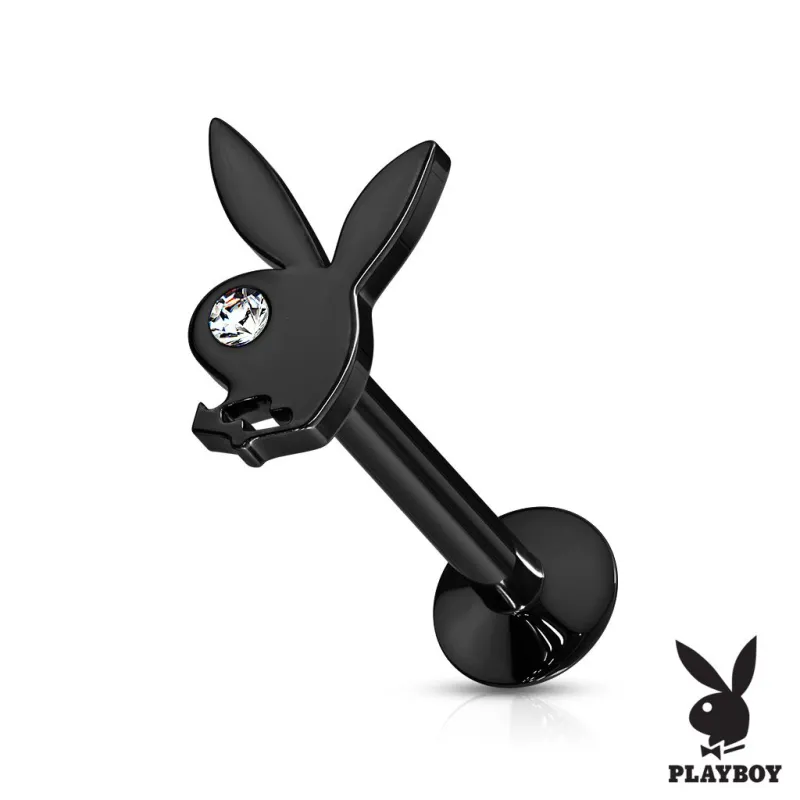 Piercing labret lèvre oreille Playboy noir