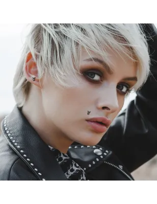 Piercing labret lèvre oreille Playboy noir