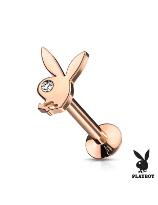 Piercing labret lèvre oreille Playboy or rose