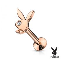 Piercing labret lèvre oreille Playboy or rose
