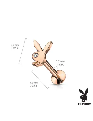 Piercing labret lèvre oreille Playboy or rose
