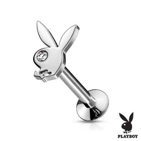 Piercing labret lèvre oreille Playboy argenté