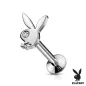 Piercing labret lèvre oreille Playboy argenté