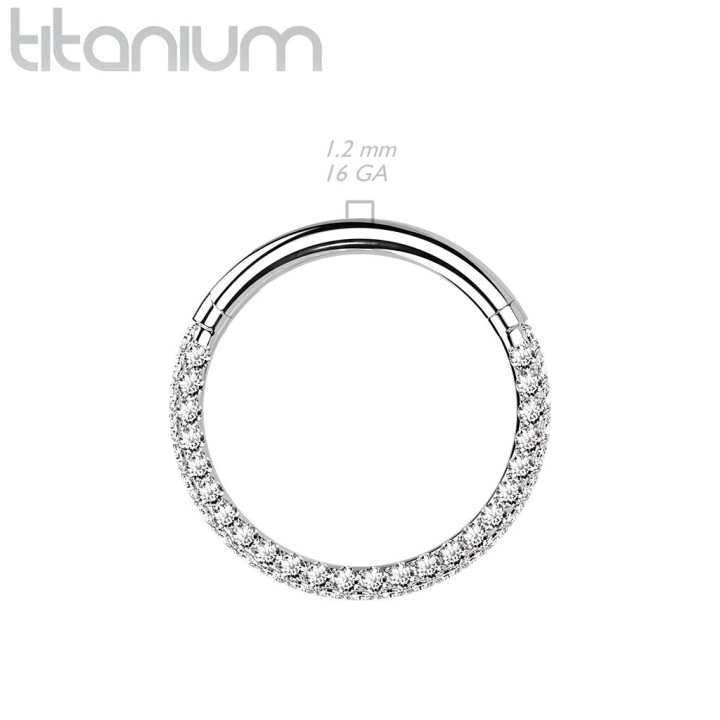 Piercing anneau segment titane G23 strass 3 faces