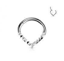 Piercing anneau segment acier chirurgical chevrons pyramides