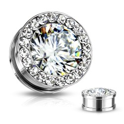 Tunnel Pour Oreille (écarteur) En Acier Chirurgical 316L Et Ormeau - Plaqué Noir, Tailles De 6mm à 25mm