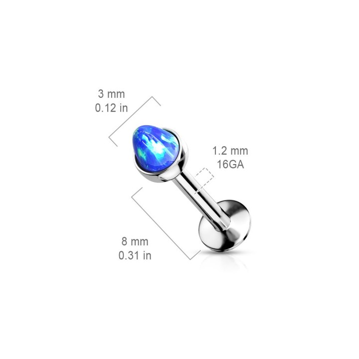Piercing labret spike opale bleue