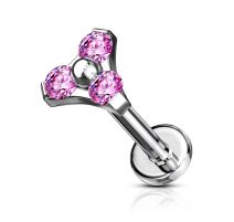 Piercing labret oreille triangle rose