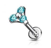 Piercing labret oreille triangle turquoise