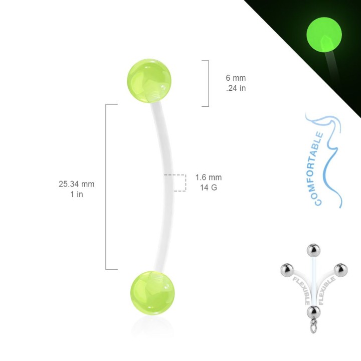 Piercing nombril de grossesse glow in the dark vert