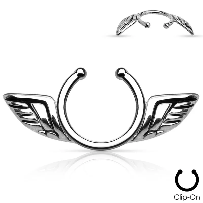 Faux piercing téton argenté ailes d'ange Faux piercing téton argenté ailes d'ange