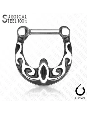 Piercing septum clipsable en acier chirurgical tribal