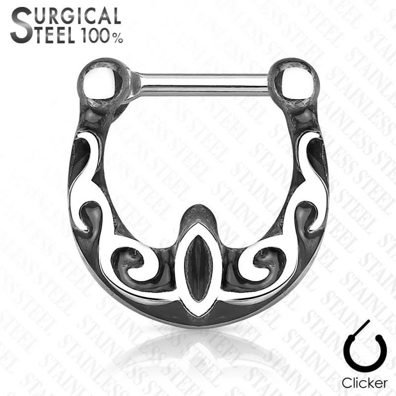 Piercing septum clipsable en acier chirurgical tribal