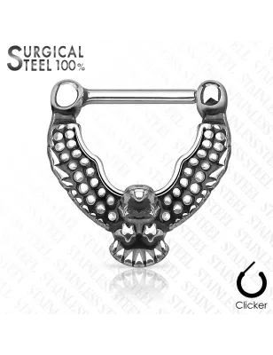 Piercing septum clipsable en acier chirurgical aigle