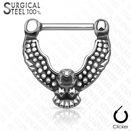Piercing septum clipsable en acier chirurgical aigle