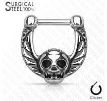 Piercing septum clipsable en acier chirurgical skull
