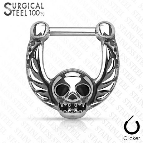 Piercing septum clipsable en acier chirurgical skull