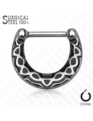 Piercing septum clipsable en acier chirurgical aztèque