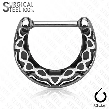 Piercing septum clipsable en acier chirurgical aztèque