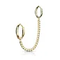 Double piercing cartilage oreille chaine anneau click doré