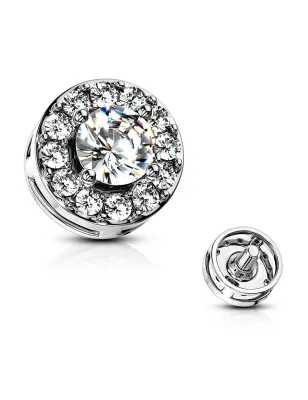 Piercing microdermal pierre blanche pavé de strass