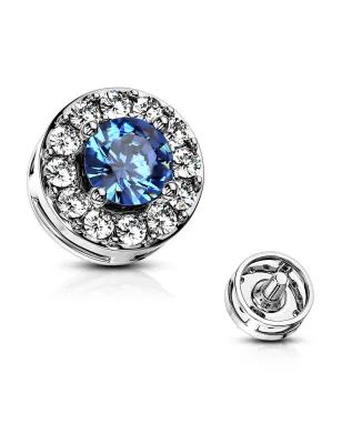 Piercing microdermal pierre bleue pavé de strass