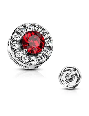Piercing microdermal pierre rouge pavé de strass