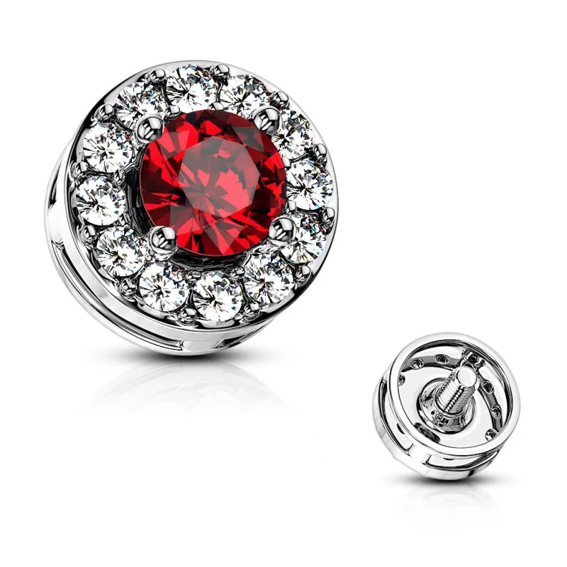Piercing microdermal pierre rouge pavé de strass