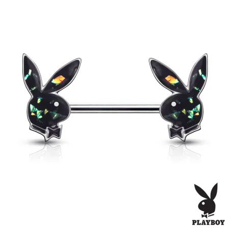 Piercing téton Playboy lapins opalescents vert
