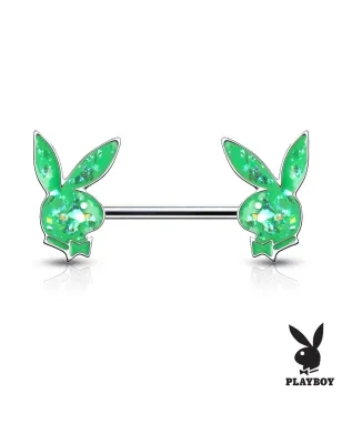 Piercing téton Playboy lapins opalescents vert
