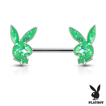 Piercing téton Playboy lapins opalescents vert