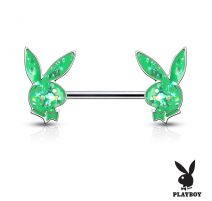 Piercing téton Playboy lapins opalescents vert