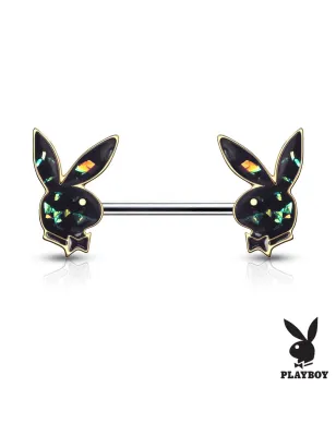 Piercing téton Playboy lapins doré opalescents vert foncé