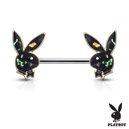 Piercing téton Playboy lapins doré opalescents vert foncé
