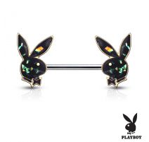 Piercing téton Playboy lapins doré opalescents vert foncé