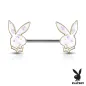 Piercing téton Playboy lapins doré opalescents blanc
