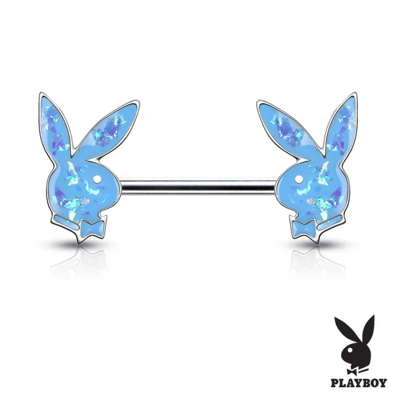 Piercing téton Playboy lapins opalescents turquoise