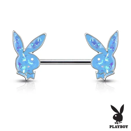 Piercing téton Playboy lapins opalescents turquoise