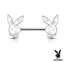 Piercing téton Playboy lapins opalescents blanc