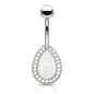 Piercing nombril larme opalescente blanche