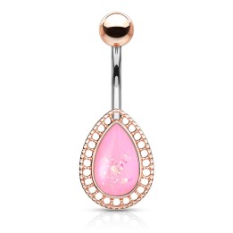 Piercing nombril larme rosée opalescente rose