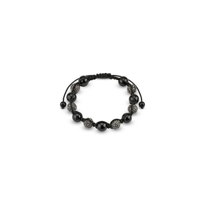 Bracelet Shamballa avec billes et Cristal métalliques Noir