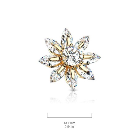 Piercing microdermal fleur en or jaune main image 1