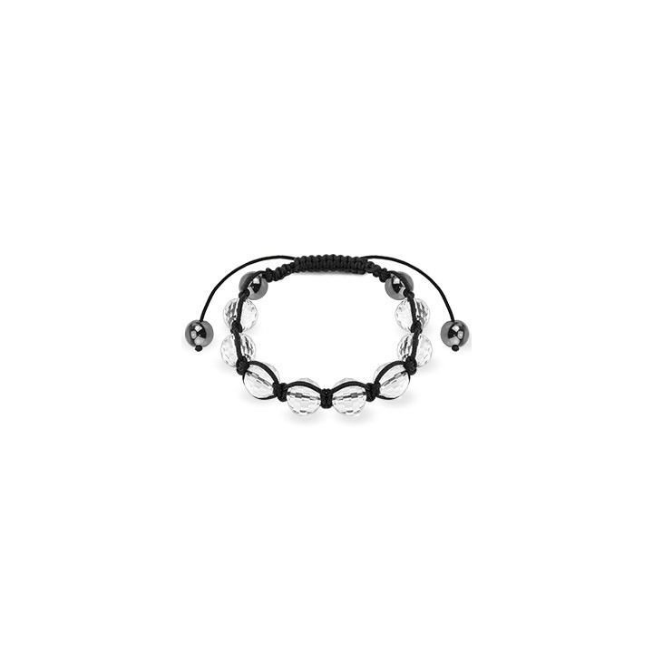 Bracelet Shamballa avec billes à facettes transparent