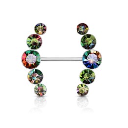 Piercing téton fermoirs cinq cristaux vitrail