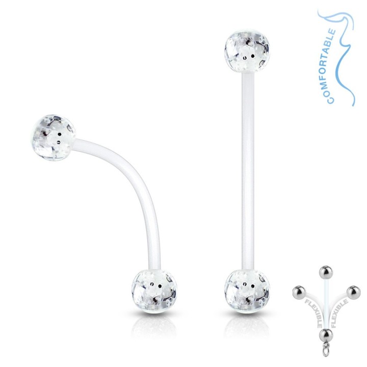 Piercing nombril de grossesse boules glitter blanc