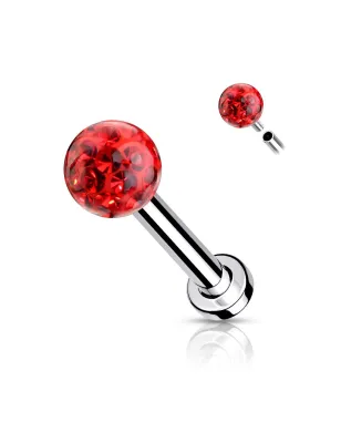 Piercing labret oreille cristaux rouge