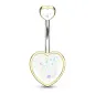 Piercing nombril coeur doré opalescent blanche Piercing nombril coeur doré opalescent blanche