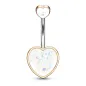 Piercing nombril coeur rosé opalescent blanche