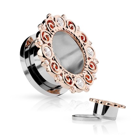 Tunnels/écarteurs D'oreille En Acrylique Avec Rose Blanche - 2 Pièces, Diamètre 12 Mm, Style Bohème Unisexe